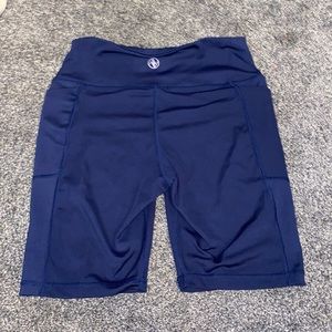 Adrienne Vitadinni workout biker shorts. Navy Blue.